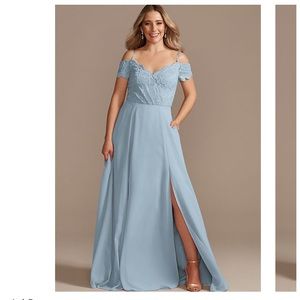 Lace chiffon off-shoulder long bridesmaid dress style #F20358